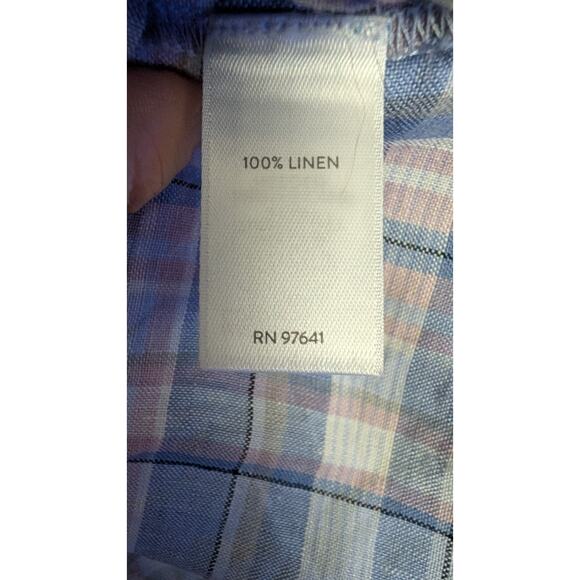 J.Jill Love Linen Womens Plaid Maxi Dress Medium Blue V-Neck Sleeveless Flaw - Picture 8 of 9